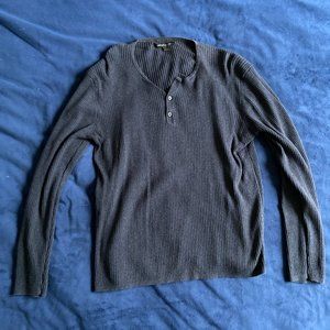 John Varvatos USA Navy Blue Crew Neck Henley